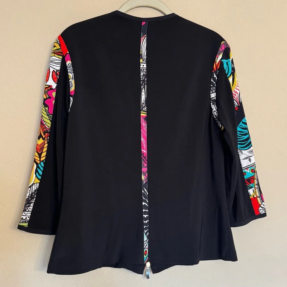 Joseph Ribkoff Vtg Jacket Top Vibrant Color Floral Print Hibiscus Women Size 12 - Picture 2 of 14